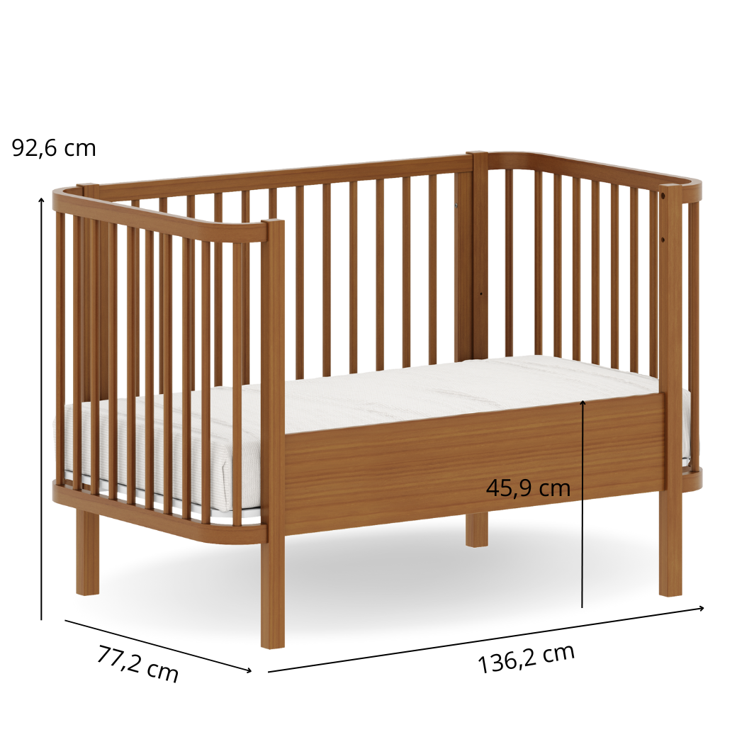 Berço vira Caminha 2 em 1 Cor Nogueira Linha Kurve
