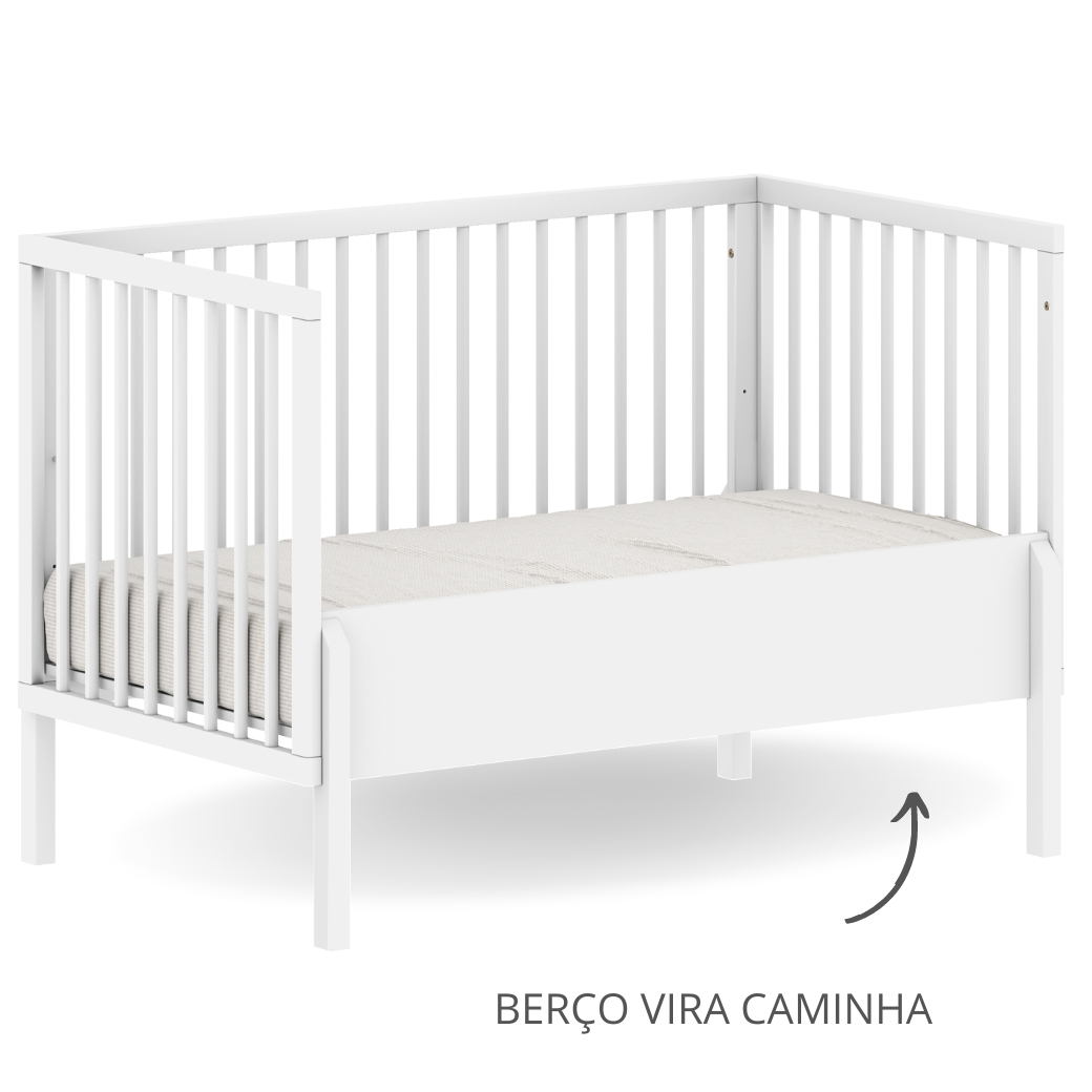 Berço Evolutivo Branco de Madeira Linha Bold