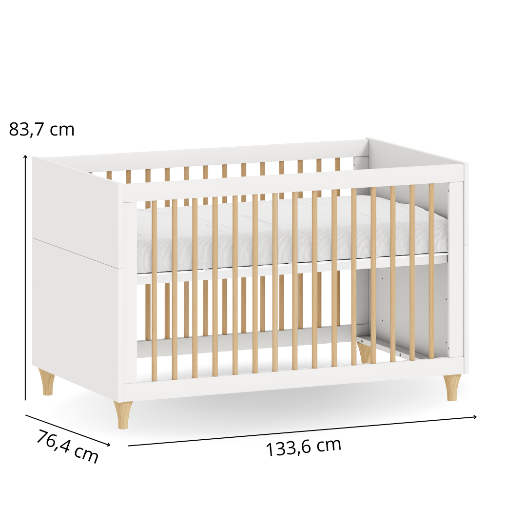 Berço Infantil Americano Branco vira Caminha Linha Fly